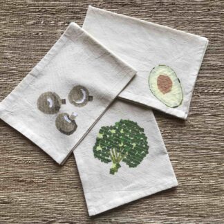 Avocado, Broccoli, Mushroom Kitchen Towels Set of 3